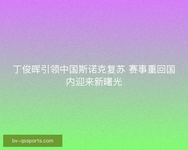 丁俊晖引领中国斯诺克复苏 赛事重回国内迎来新曙光