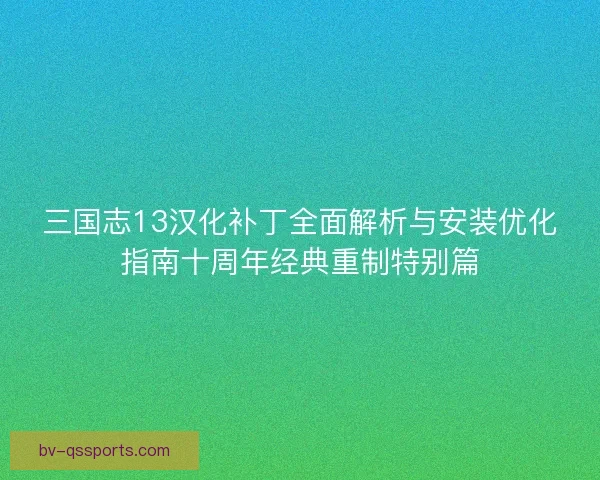 三国志13汉化补丁全面解析与安装优化指南十周年经典重制特别篇